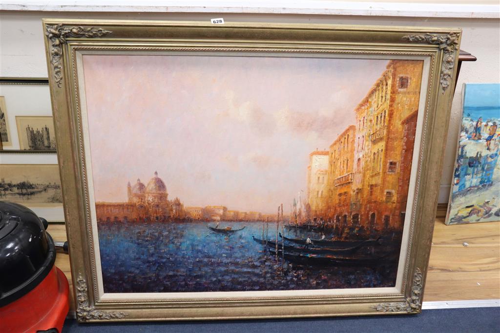 Lazlo Ritter (Hungarian, b.1938), oil on canvas, Venice Light, Webster Gallery receipt verso, 70 x 90cm